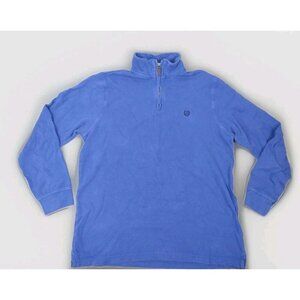 Chaps Sweater‎ Adult Medium Blue 100% Cotton Knit Quarter Zip Men's Mock Neck